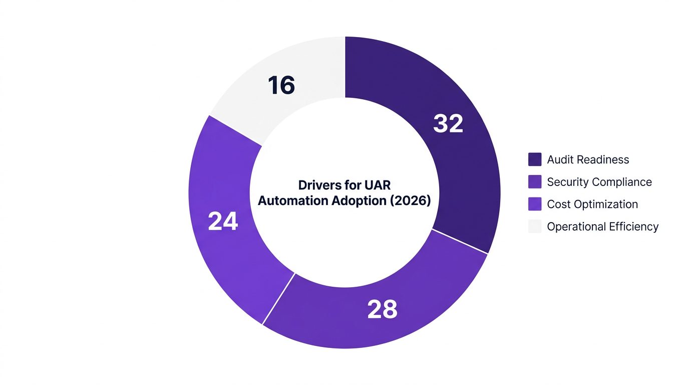 Pie chart showing drivers for uar automation adoption (2026) — data visualization for share of respondents citing each driver