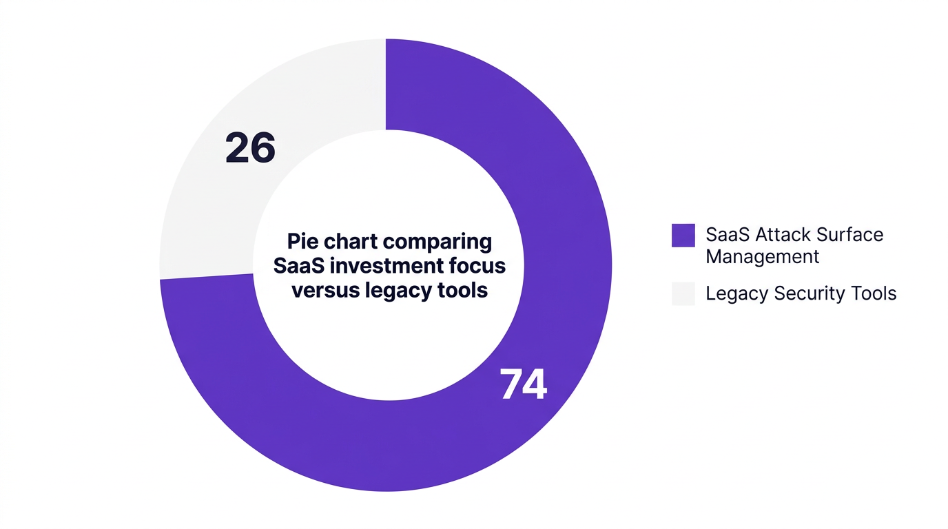 Pie chart showing pie chart comparing saas investment focus versus legacy tools — data visualization for ciso investment priorities (2026)