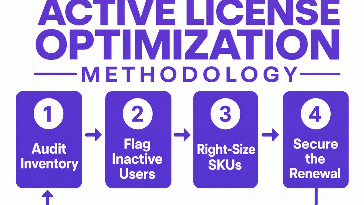Break down the license optimization process flow into easily actionable steps.