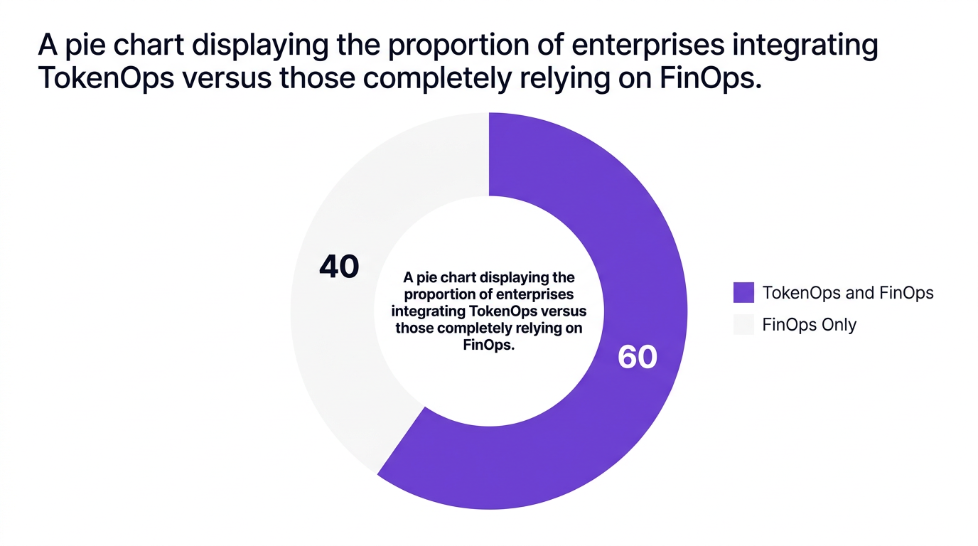 Pie chart showing a pie chart displaying the proportion of enterprises integrating tokenops versus those completely relying on finops. — data visualization for proportion of enterprises adopting tokenops (2026)