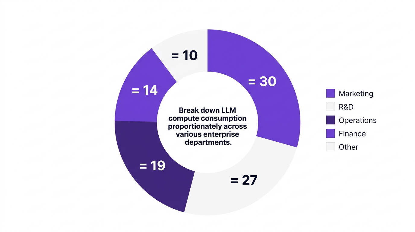 Break down LLM compute consumption proportionately across various enterprise departments.