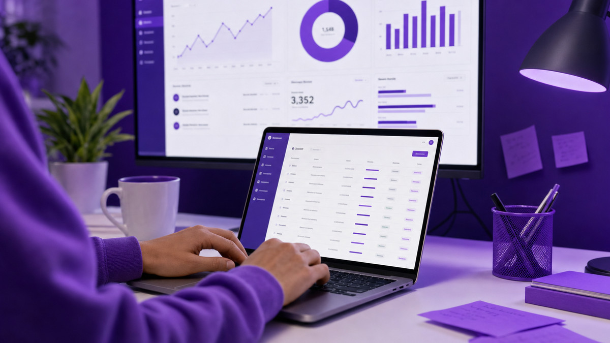Editorial perspective of a person using a SaaS management dashboard tracking Microsoft 365 licenses