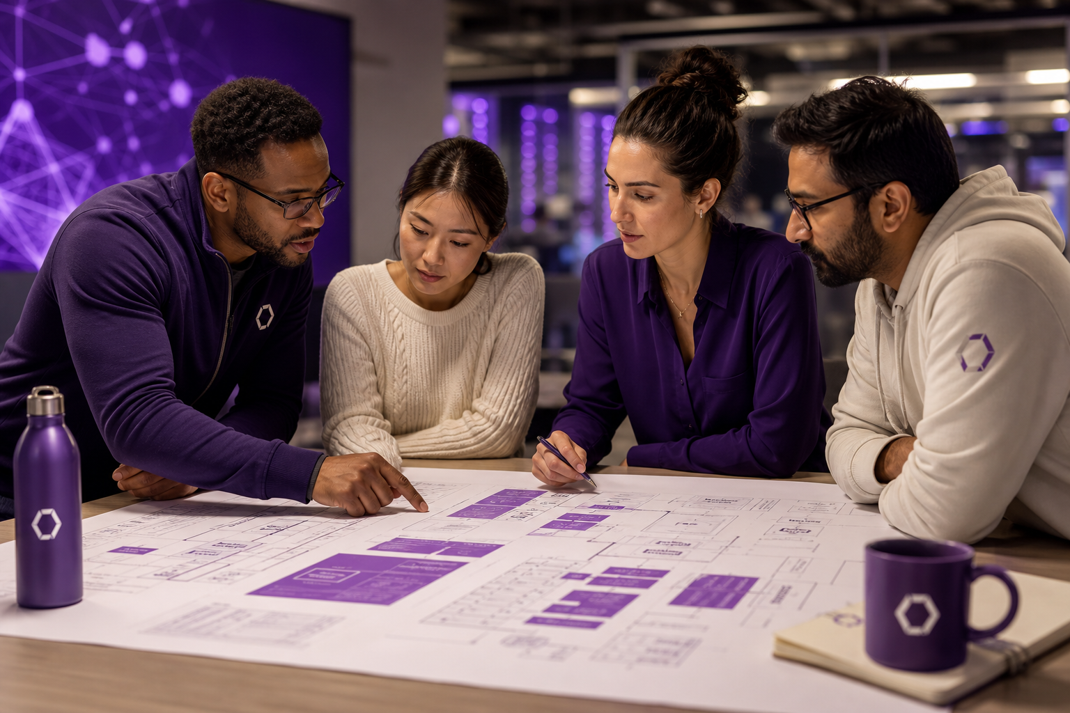 Photograph of IT professionals collaborating in an operations room managing AI environments.
