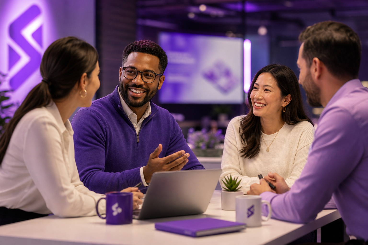 Editorial photograph of an enterprise team discussing AI spend analytics