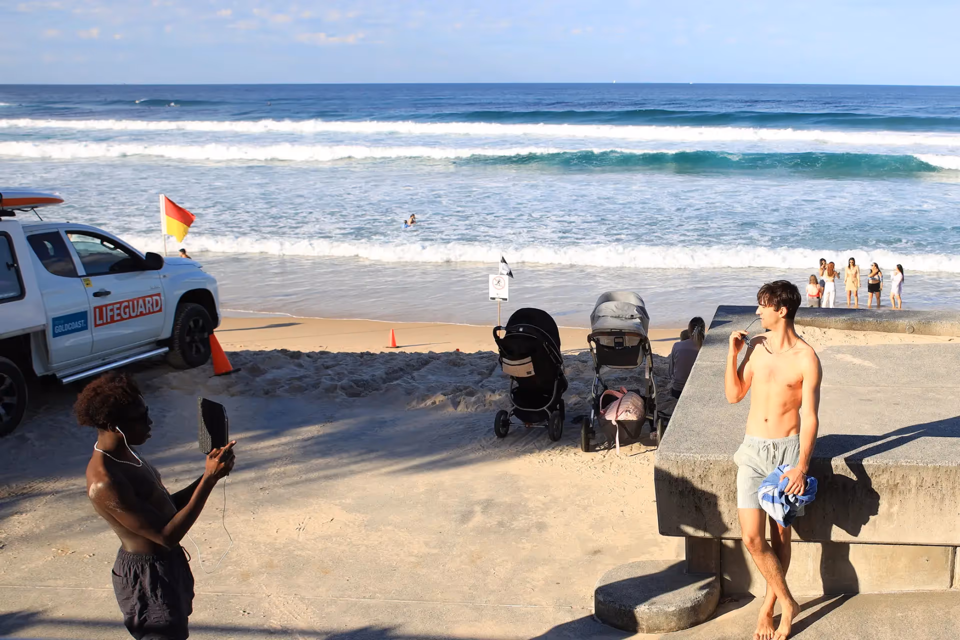 Surfers Paradise beach taking photos men