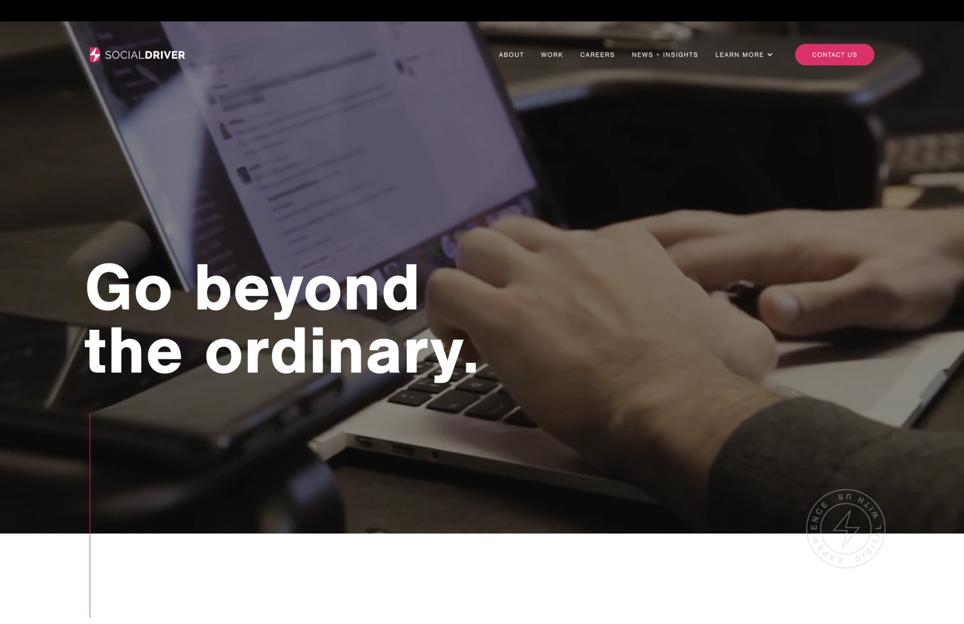 socialdriver.com website, hero section, made in webflow
