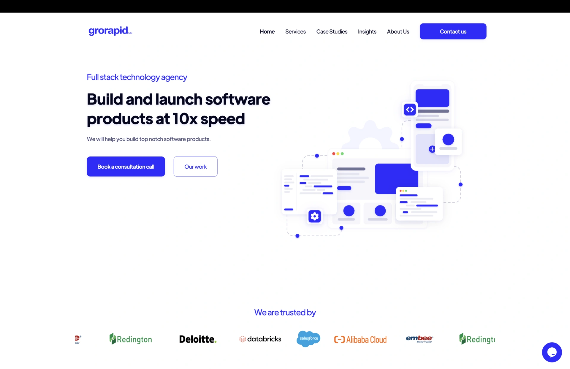 webflow website of GroRapid Labs
