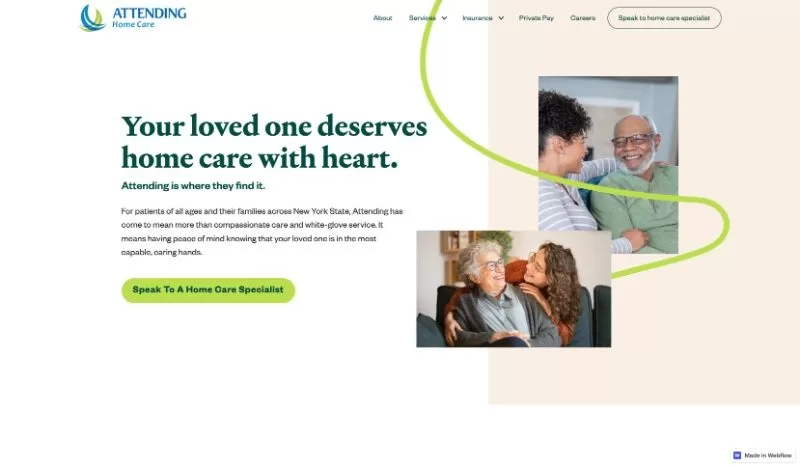 Webflow Development of Website for Homecare Brand