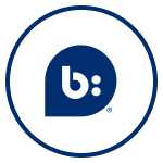 Logo Bazzarvoice dans un cercle bleu sur fond blanc.