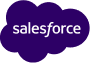 Salesforce company logo with white text on a dark cloud shape background.