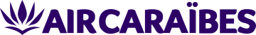 Air Caraïbes airline logo with stylized purple leaf and text.