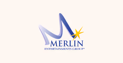 Logo with a stylized blue 'M' and a yellow star above the text 'Merlin Entertainments Group'.