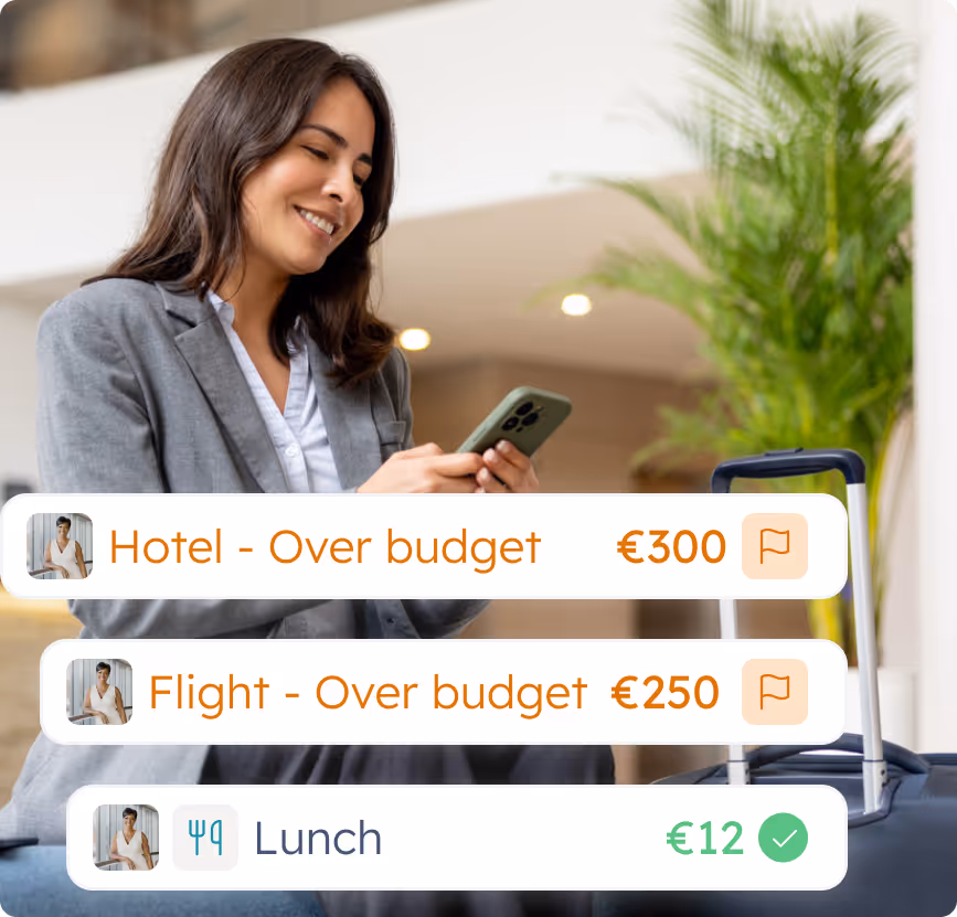 Business travel management with expense reporting.
