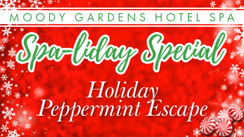 The pool at the Moody Gardens Hotel filled with hotel guests enjoying a sunny day out and the text Spring Sale 25% Off Best Available Rate