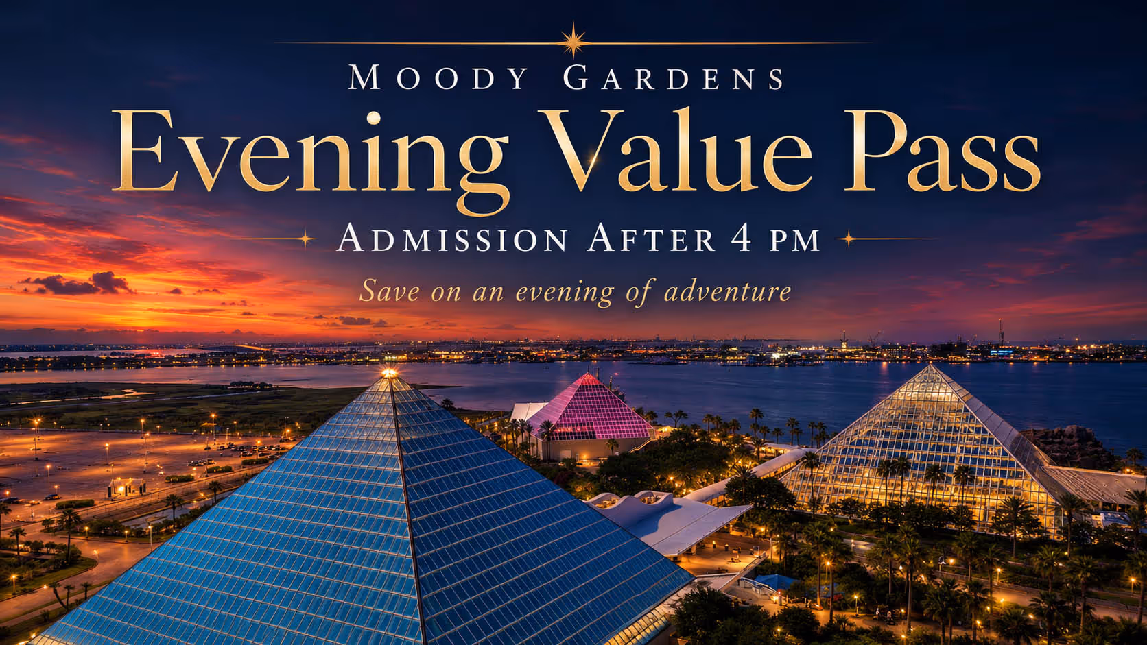 The pool at the Moody Gardens Hotel filled with hotel guests enjoying a sunny day out and the text Spring Sale 25% Off Best Available Rate