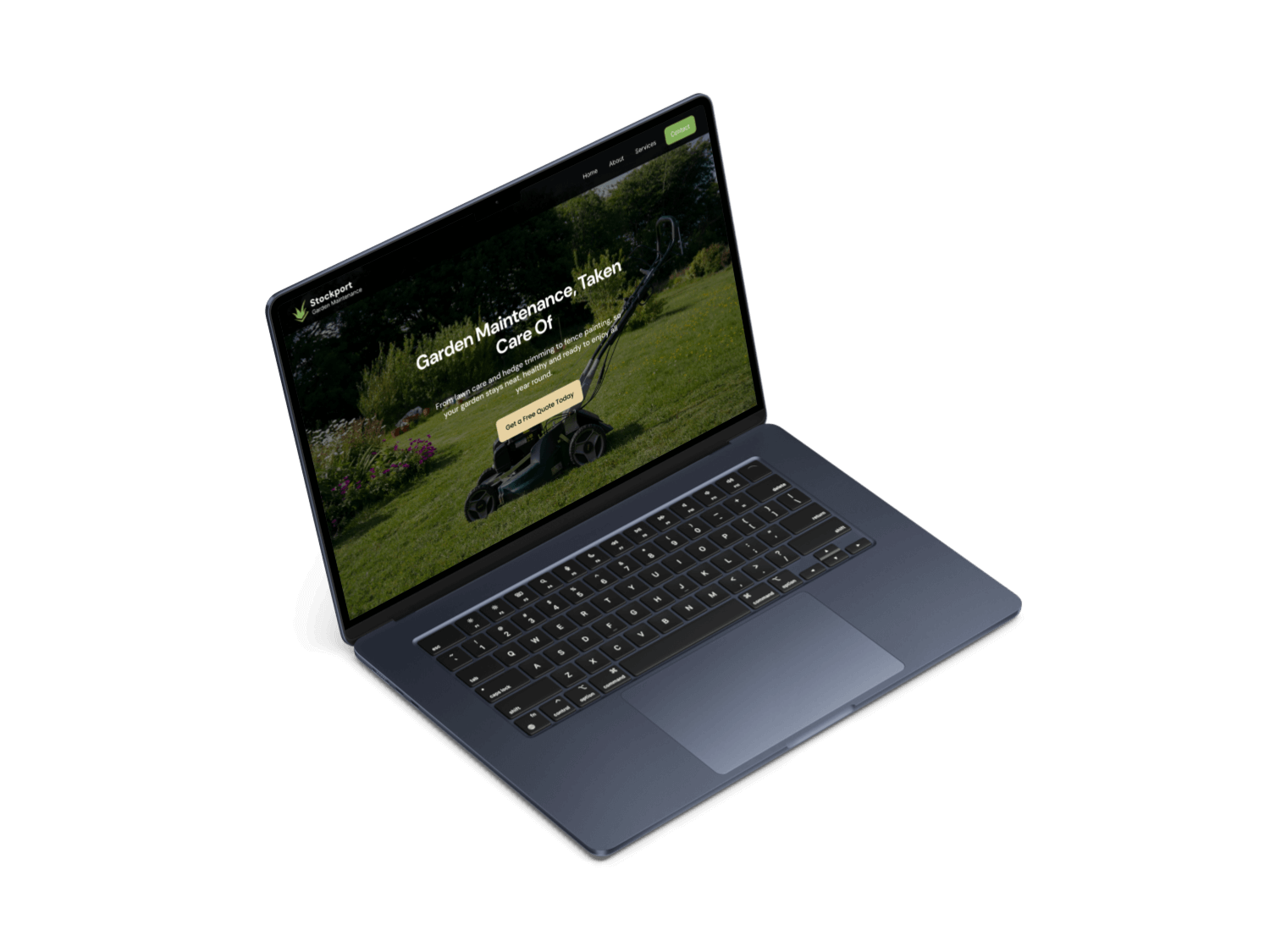 Stockport Garden Maintenance Website preview on a laptop