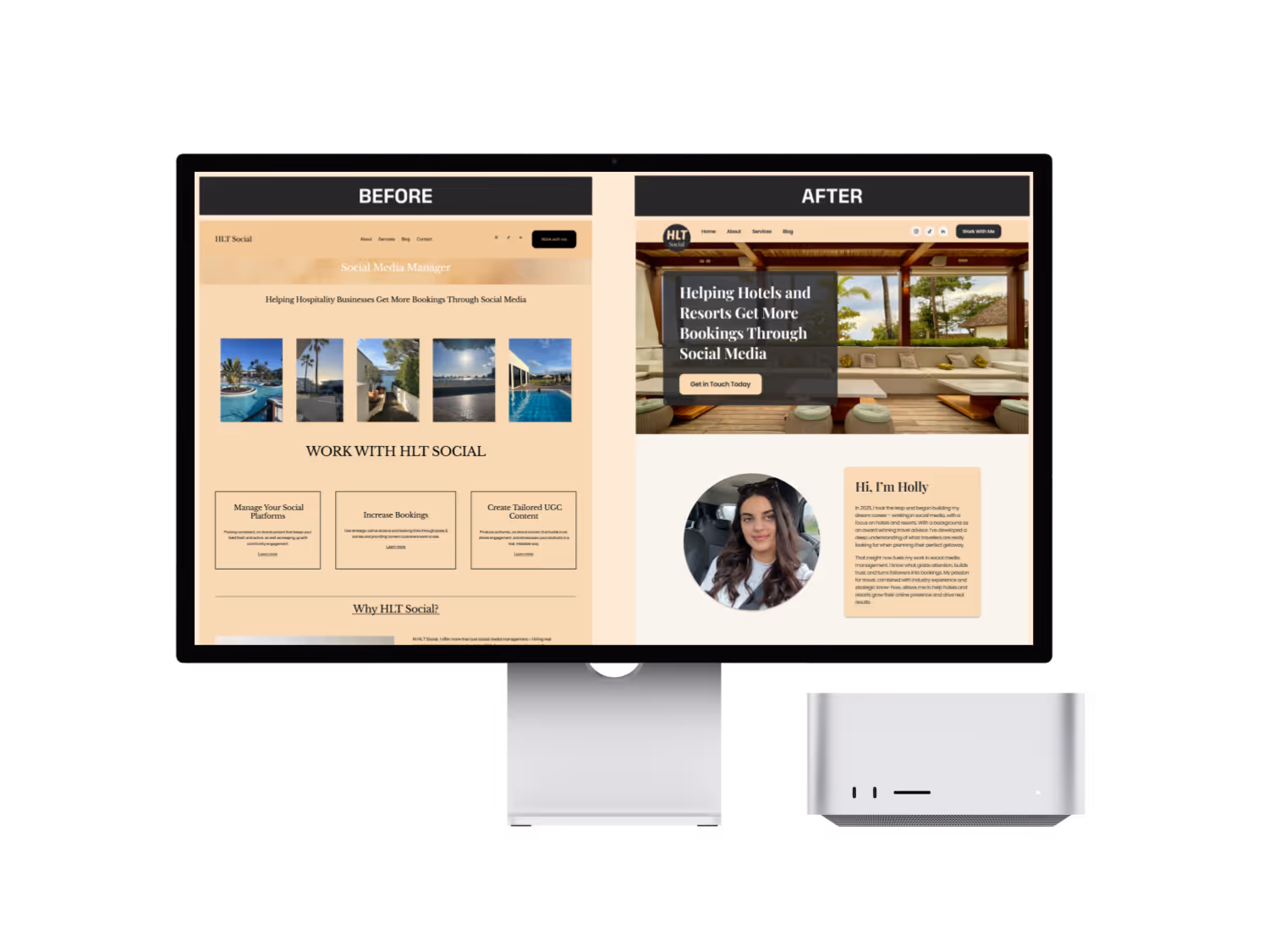 Before and after of website design