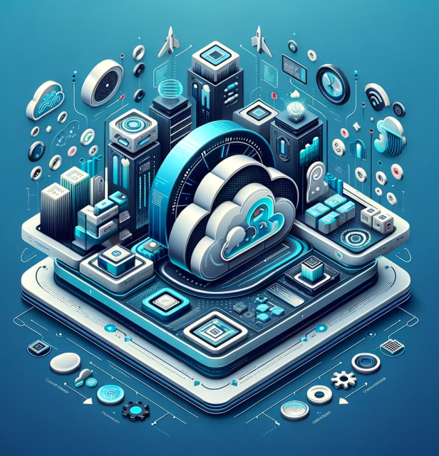 Illustration of cloud cost optimization with Azure, centered around a stylized cloud structure within a dynamic, efficient city of servers and data units. Various elements such as streamlined connections, efficient data flow, and cost-effective infrastructure represent HyperFocus Consulting’s approach to maximizing Azure's cloud capabilities while minimizing expenses