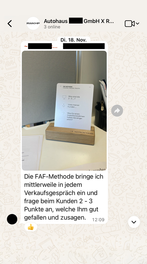 RWKMP Referenz - WhatsApp Chat Screenshot