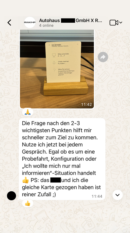 RWKMP Referenz - WhatsApp Chat Screenshot