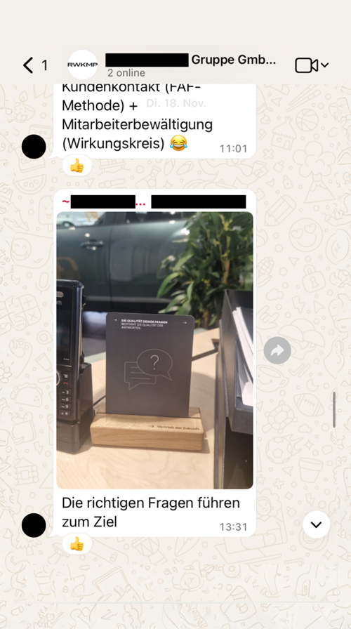 RWKMP Referenz - WhatsApp Chat Screenshot