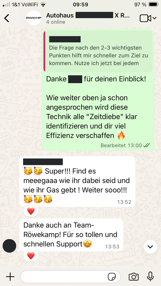 RWKMP Referenz - WhatsApp Chat Screenshot