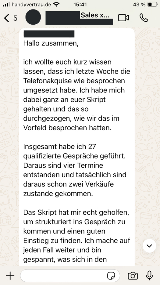 RWKMP Referenz - WhatsApp Chat Screenshot