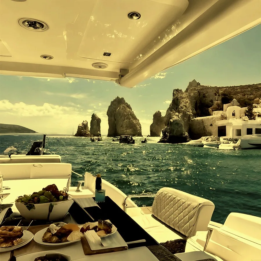 Luxusyacht vor einer Felsküste