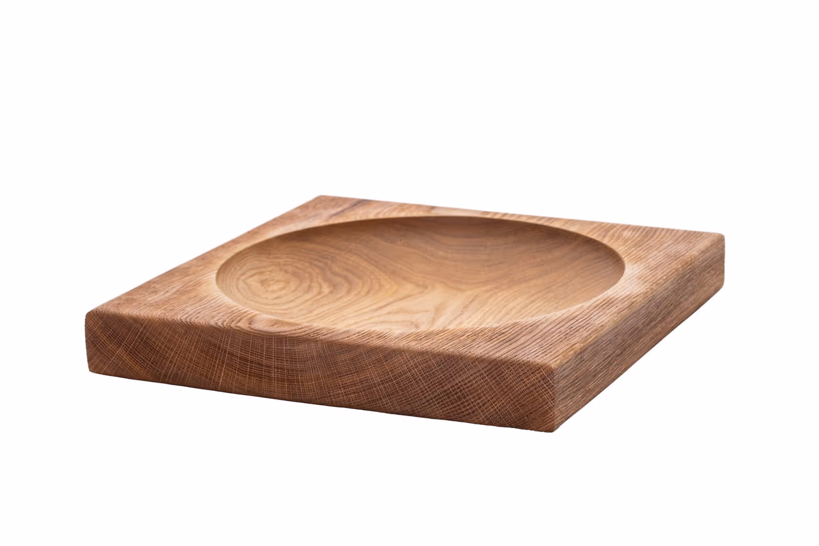Close-up of sandblasted oak wood finishing process by Anonymia, in natural light