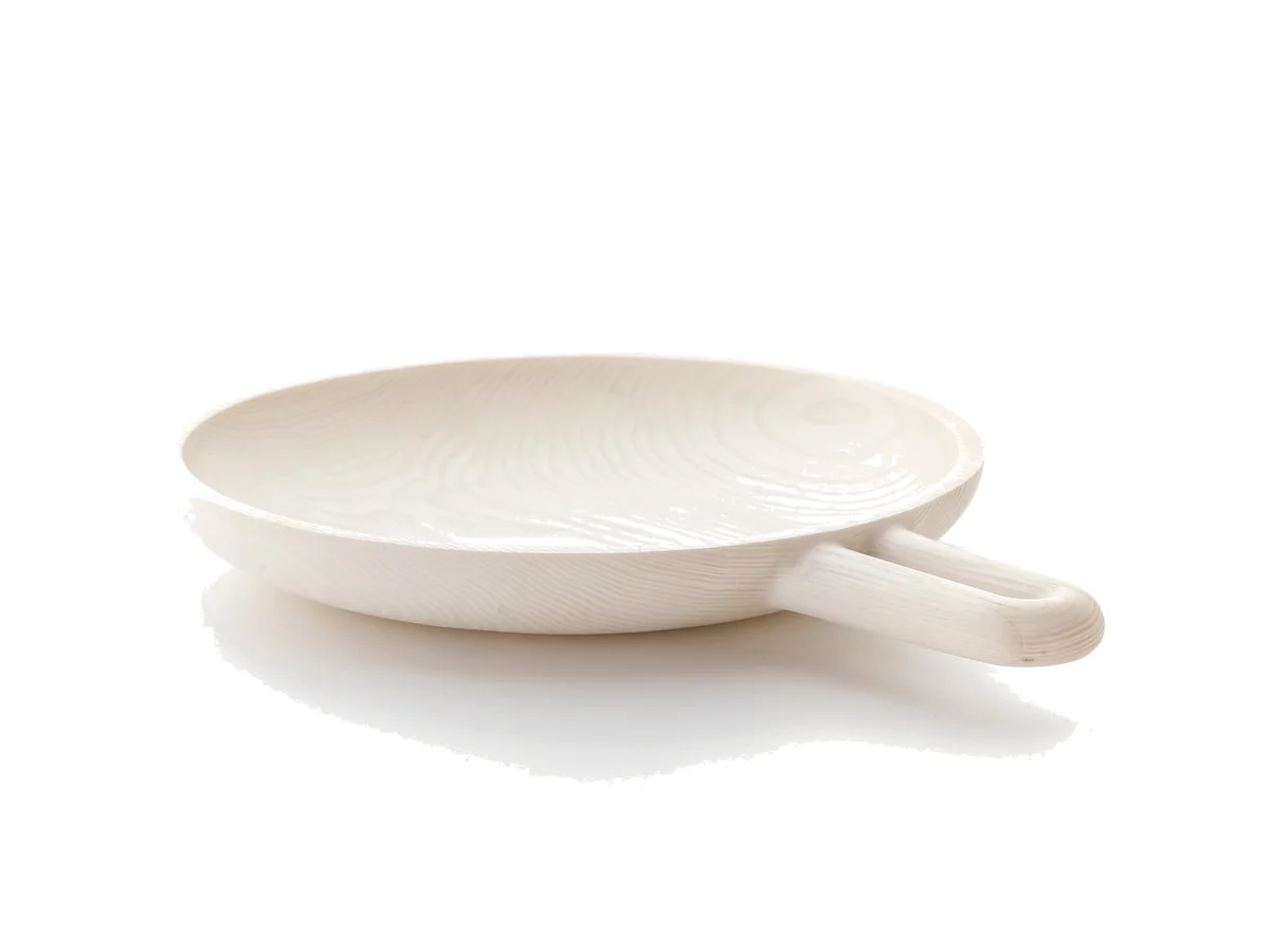 Klink platter with handle in bleached ash