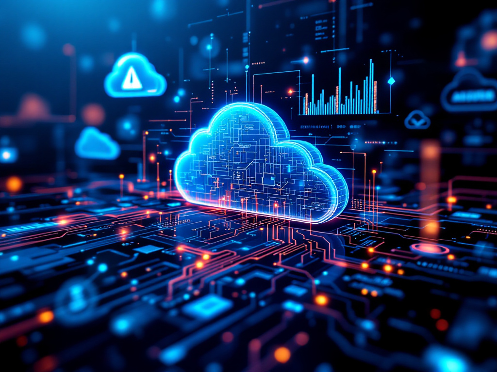 Cloud computing concept featuring a cloud icon, symbolizing digital data storage and online services.