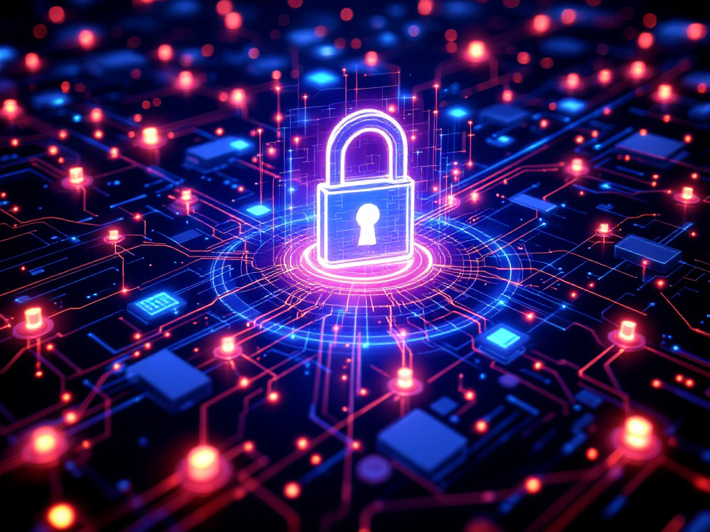 A futuristic digital landscape symbolizing advanced cybersecurity technologies and innovations.