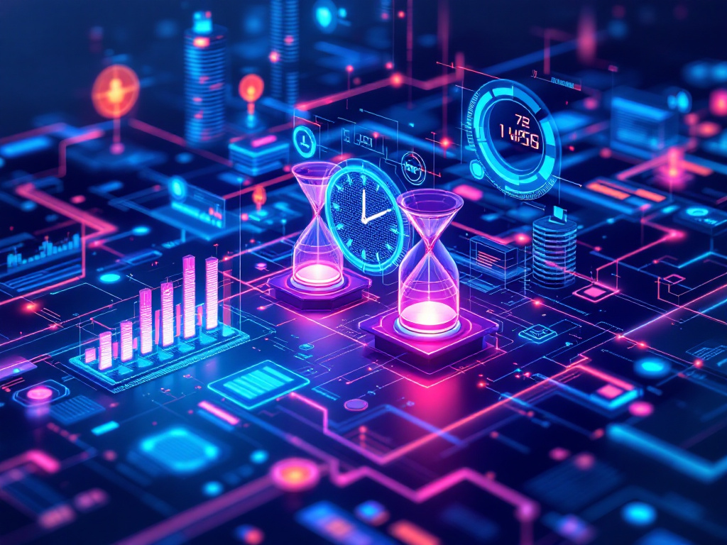 A futuristic representation of data science, featuring advanced analytics tools and visualizations in a digital landscape.