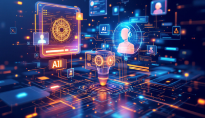 Icons representing AI and machine learning's impact on the future of work, showcasing innovation and technology integration.