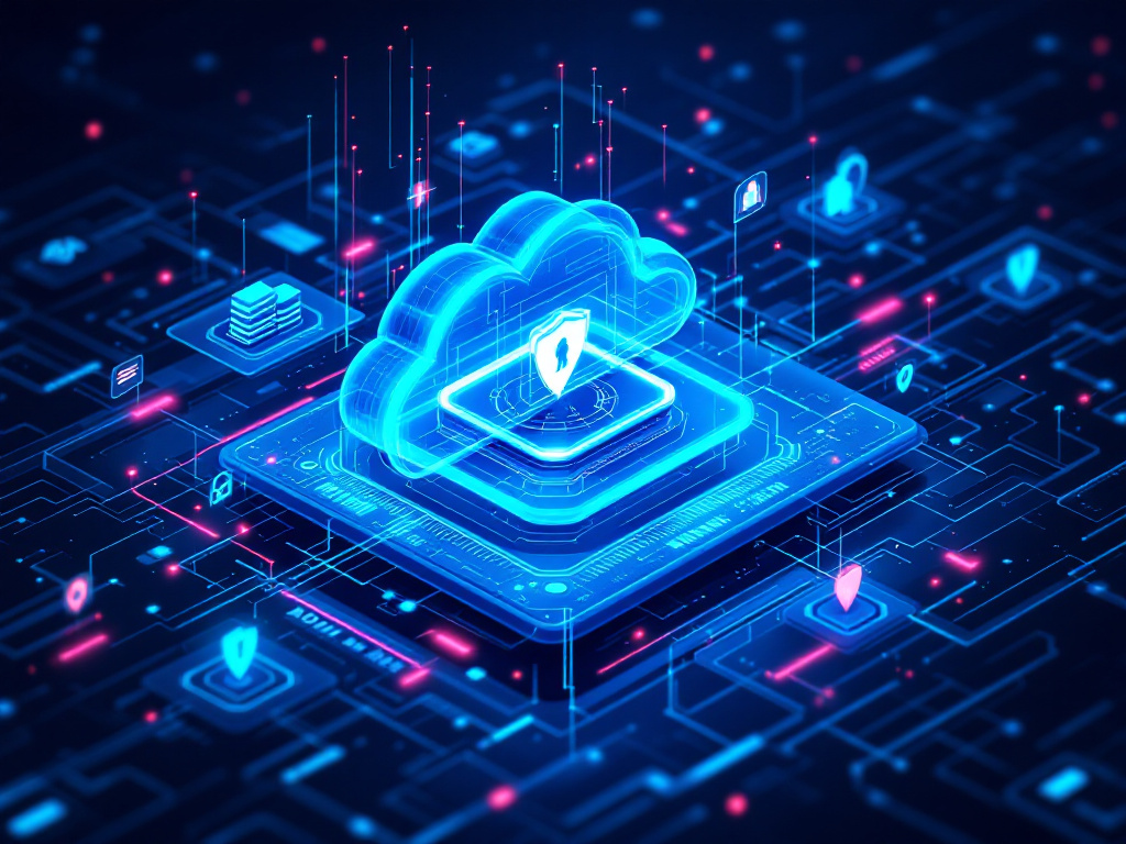 Cloud computing concept featuring a cloud icon representing digital data storage and services.