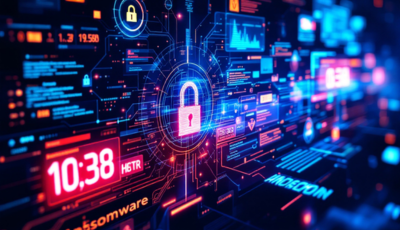 Abstract digital background representing cyber security themes, highlighting the urgency of ransomware threats in technology.