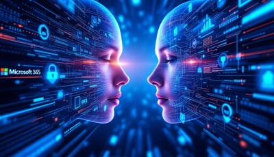 A visual depicts the context of Microsoft 365 versus CrowdStrike's cybersecurity.