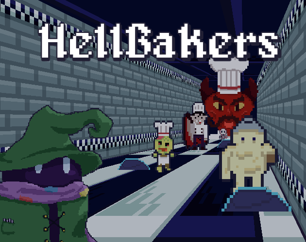 Image of Hellbakers thubmnail. Shopkeeper running from a horde of monsters.