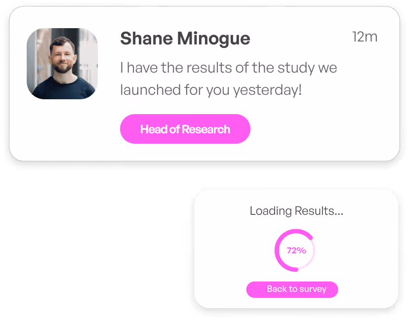 Message from Shane Minogue: results of the study launched yesterday and loading progress at 72%.