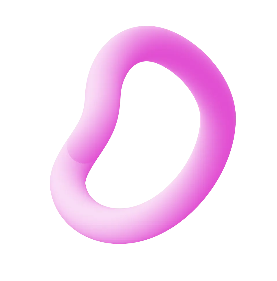3D pink gradient loop shape with a smooth, rounded form on black background.