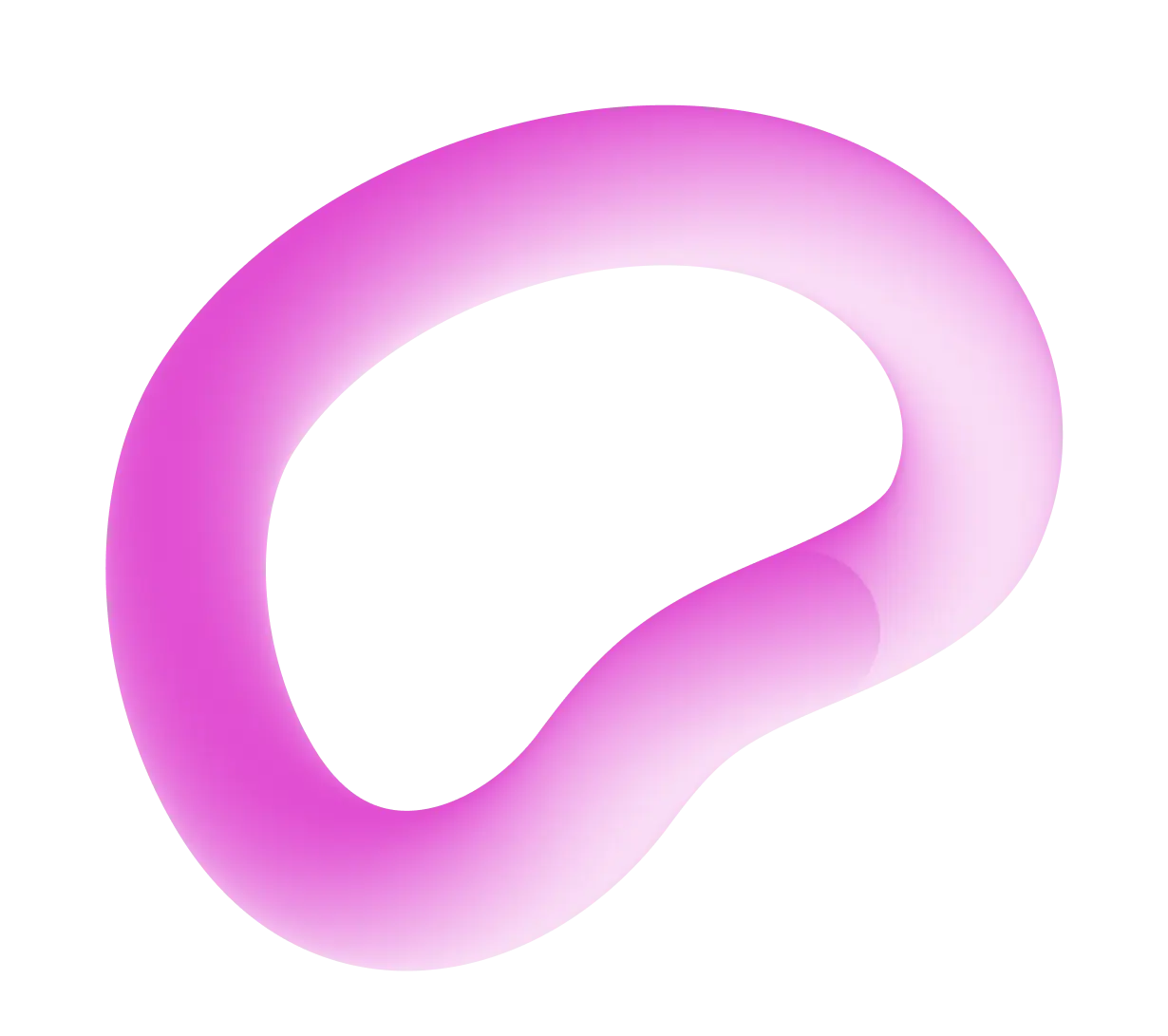 Smooth pink torus shape with gradient shading on a transparent background.