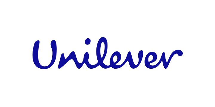 Unilever brand name written in blue cursive script on a transparent background.