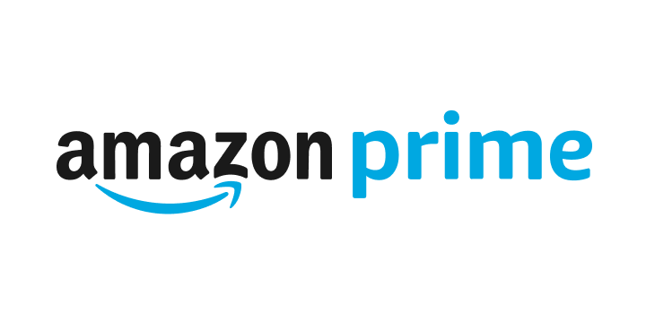 Amazon Prime logo with black and blue text and the signature curved arrow under 'amazon'.