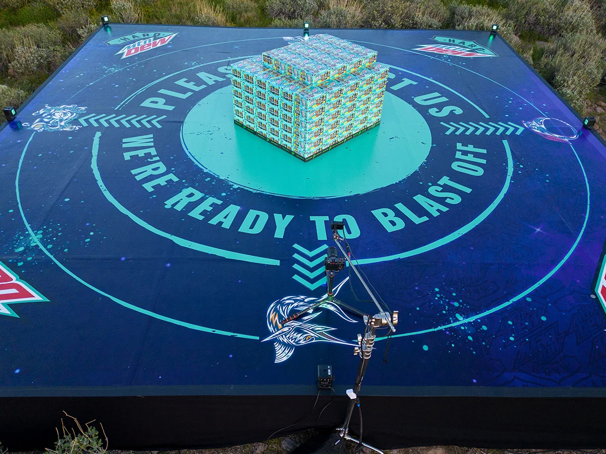 Imprint's Please Abduct Us landing pad, built for Hard Mountain Dew's livestreamed Alien Abduction activation