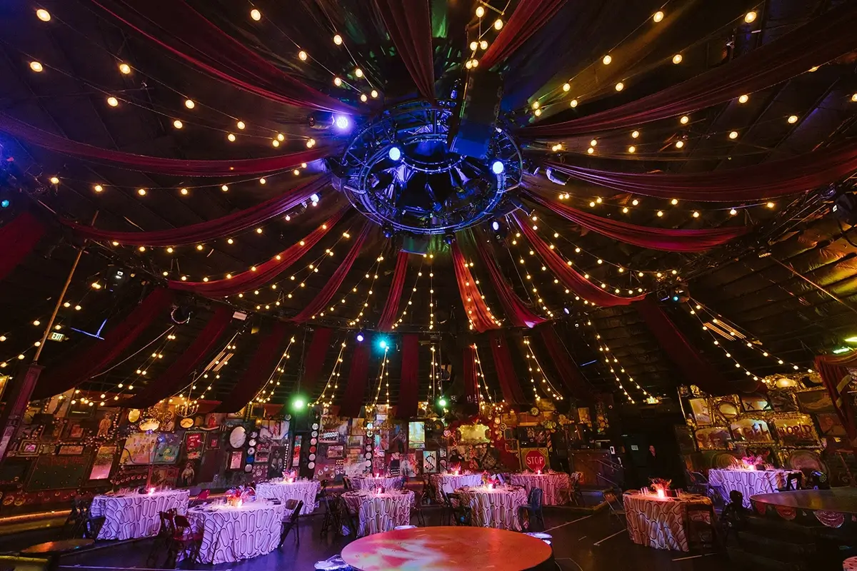 Imprint's draped lighting design creates ambiance for the Maxwell Leadership dinner