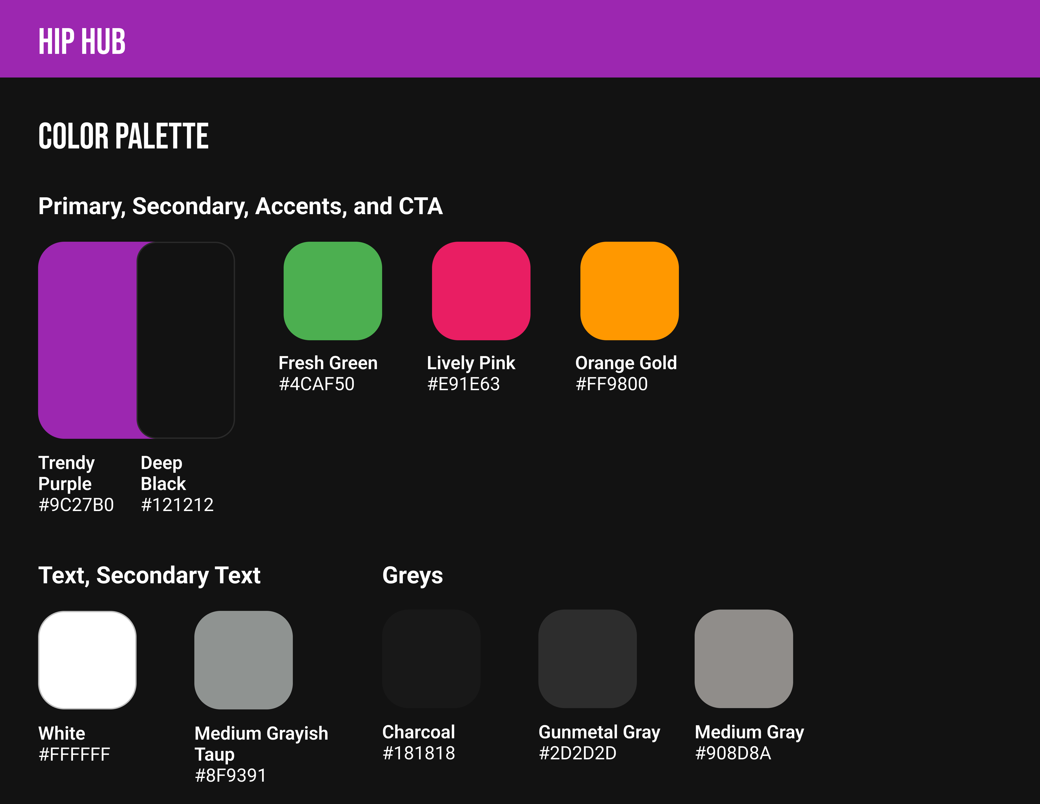 Hip Hub color palette.