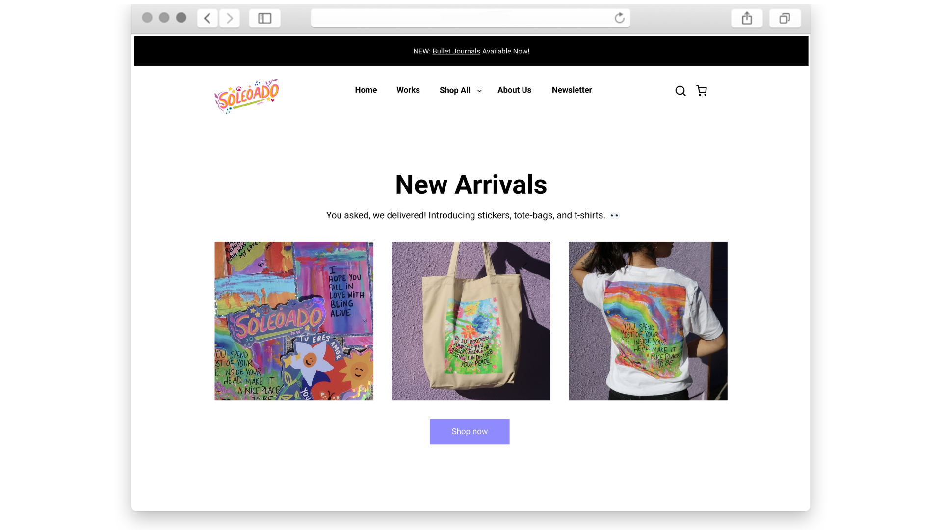 SOLEOADO landing page
