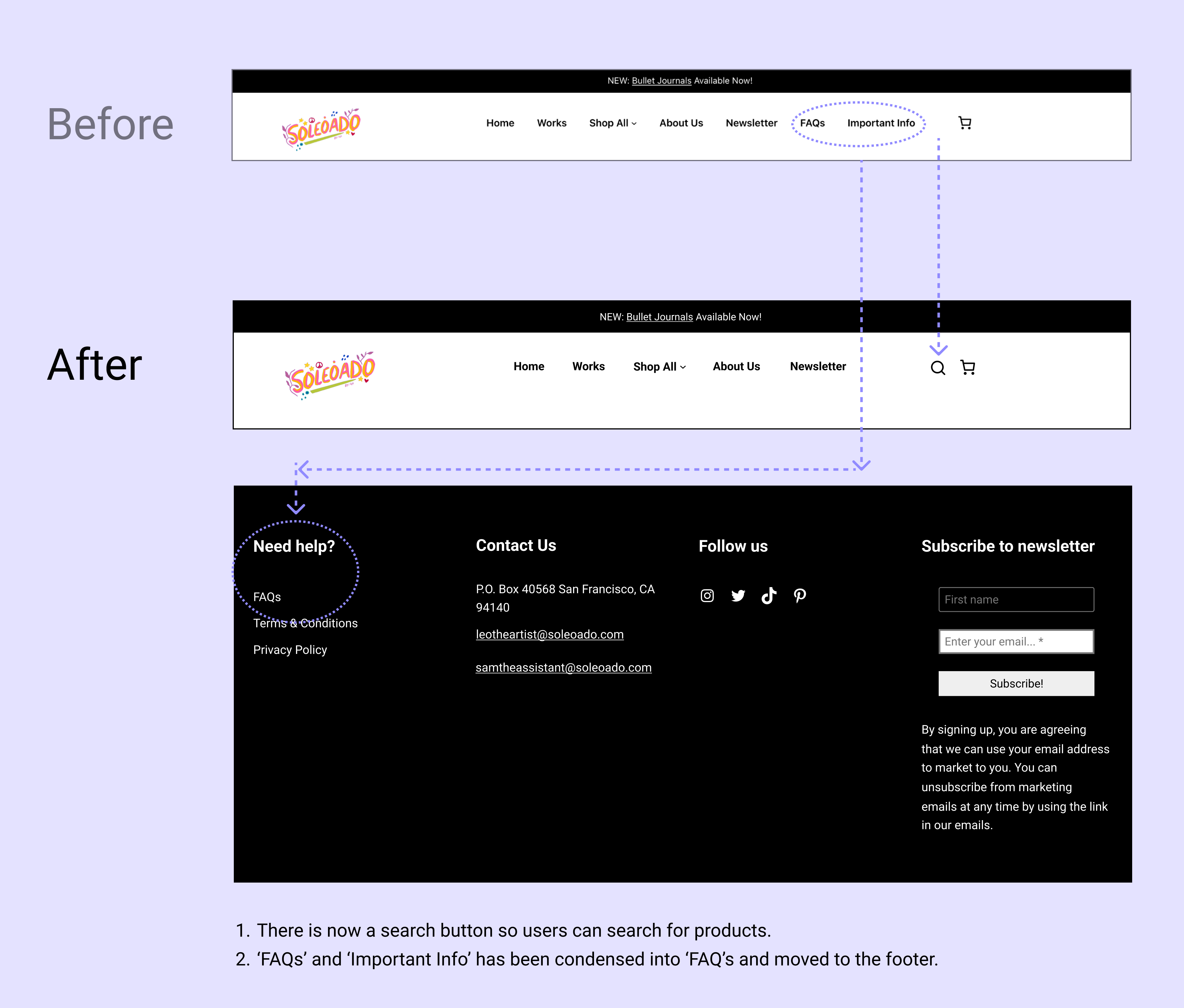Before and after header and footer