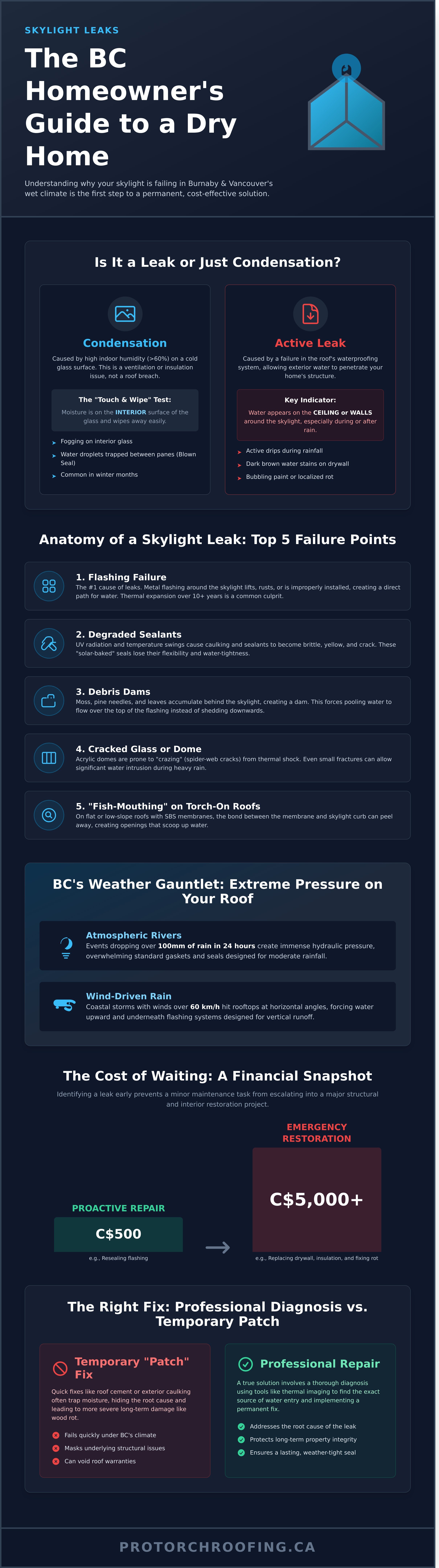 Skylight repair infographic - visual guide