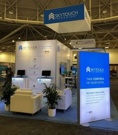SkyTouch messaging at a trade-show booth